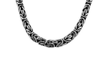 Black Rhodium Plated Mens Byzantine Chain